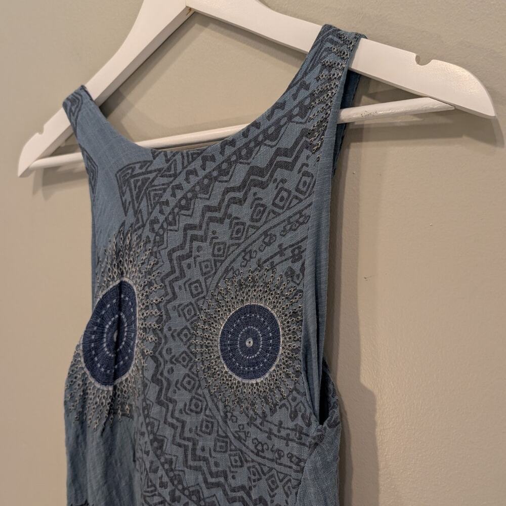 Angela Mara Sundress Blue Mandala Art To Wear Natural Fiber - Size XS - Picture 4 of 7